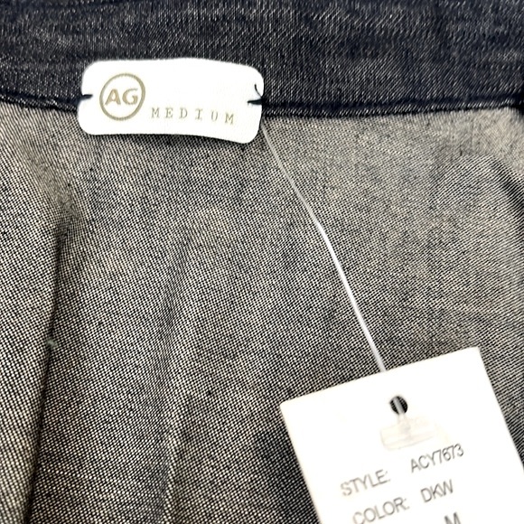 AG Adriano Goldschmied Button Down Cold Shoulder Long Sleeve, Dark Denim, Medium - Picture 11 of 11